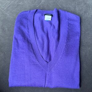 J.Crew Purple Merino Wool Long Sleeve Vneck Sweater. Size small.